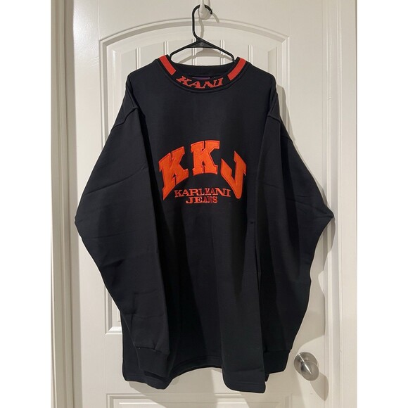 Vintage Kani Jeans Crewneck Pullover Sweatshirt 90s Embroidered Men’s Black 4X - Picture 9 of 11